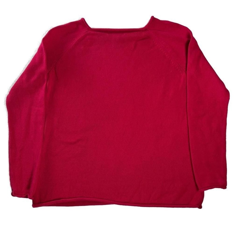 Eddie Bauer Womens XL Red 95% Cotton Rolled Boat Neck Raglan Sleeve Sweater